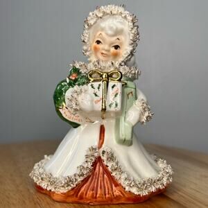 Vintage Napco Christmas Angel Figurine Spaghetti Trim S116B AS IS